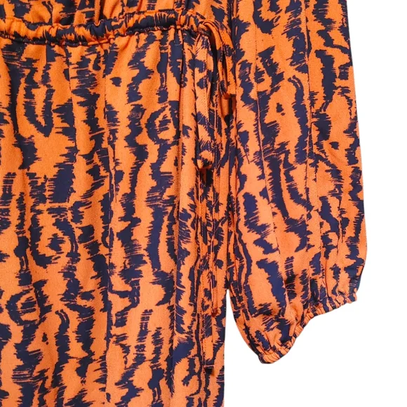 Elizabeth and James Vibrant Orange Purple Graphic Striped Dress Women's Size XXL - Picture 5 of 11